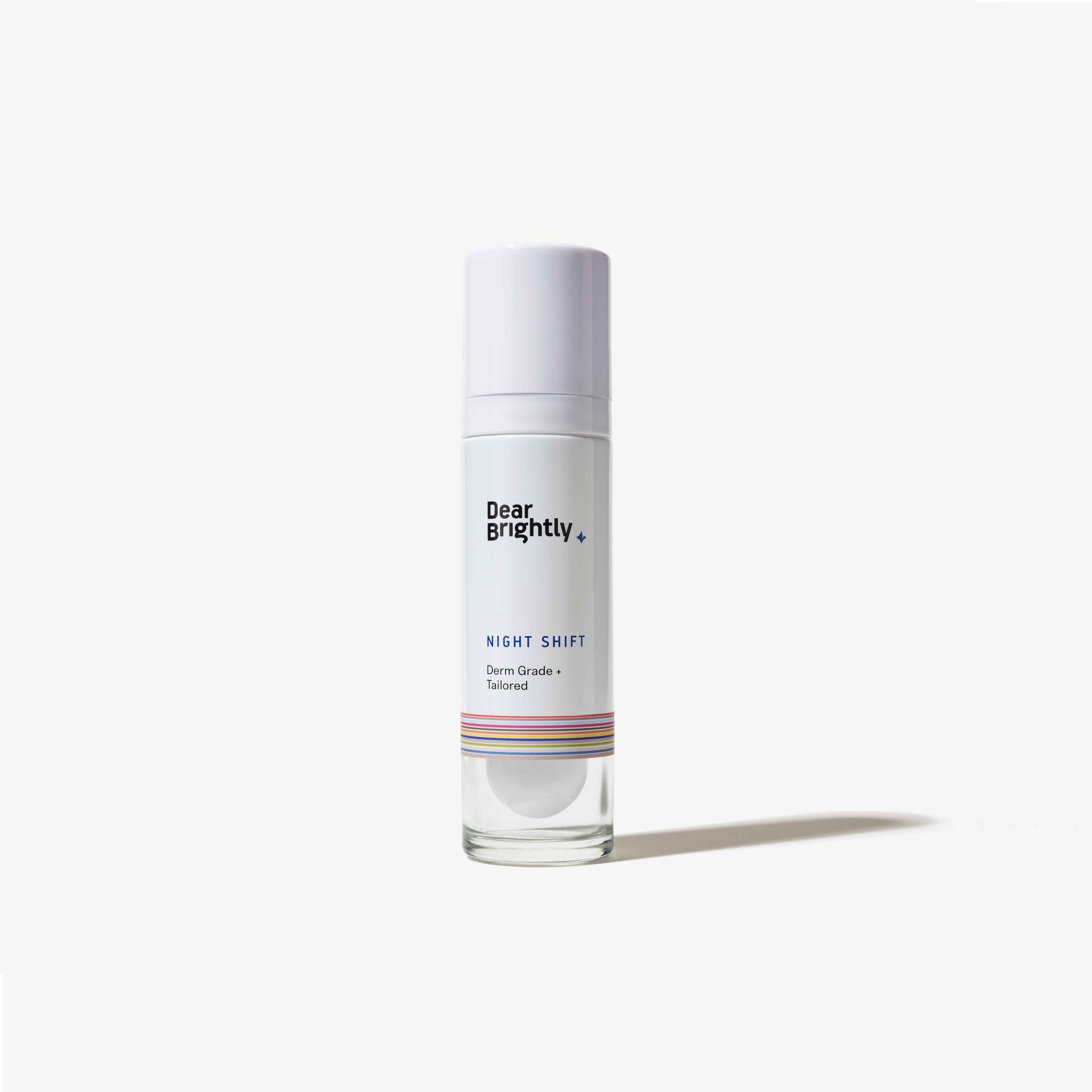 A bottle of Dear Brightly's Night Shift Derm Grade Tailored Retinoid