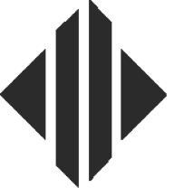 Black geometric logo with four triangles, two pointing left and right, and two vertical rectangles in the center.