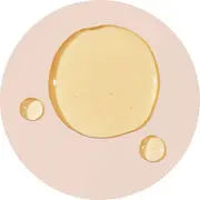 A large beige circle with three smaller circles on a light pink background.