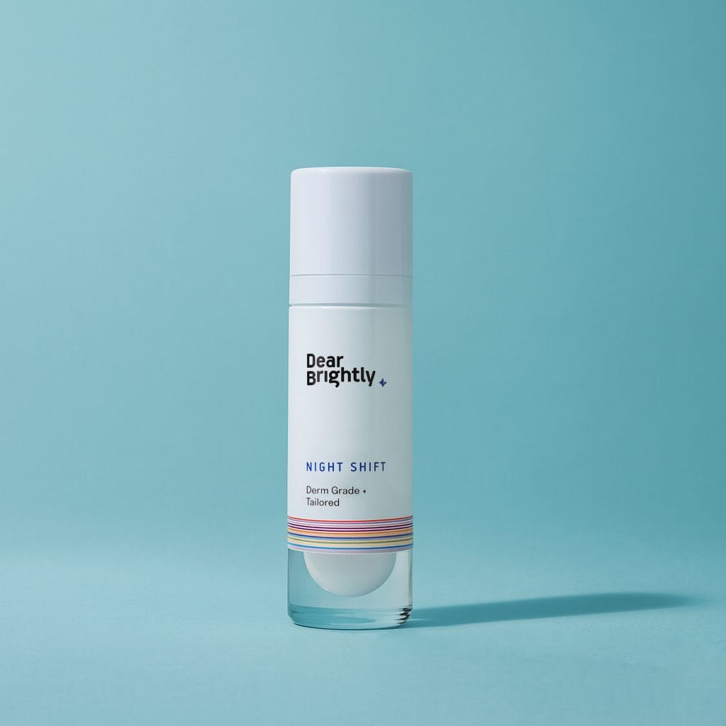 A white bottle labeled 